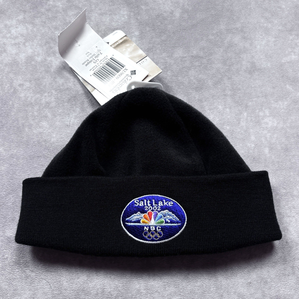 Vintage Deadstock Columbia Salt Lake 2002 Winter Olympics NBC Beanie Black NWT
